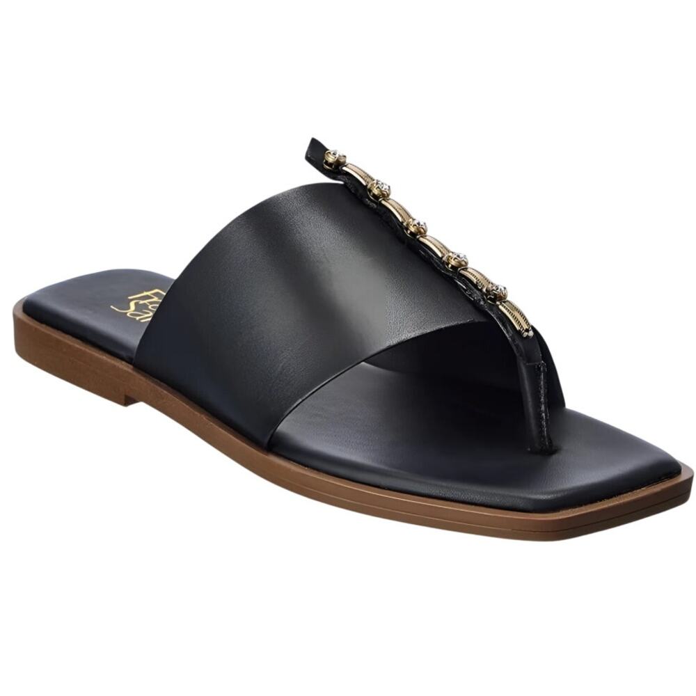 Franco Sarto Womens Megs Sandals SIZE 9 M EU 39 Black Leather Rhinestone NIB